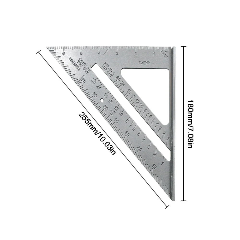 High Quality 7-Inch Angle Ruler Metric Aluminum Alloy Triangular Measuring Ruler Woodwork Speed Square Triangle Angle Protractor