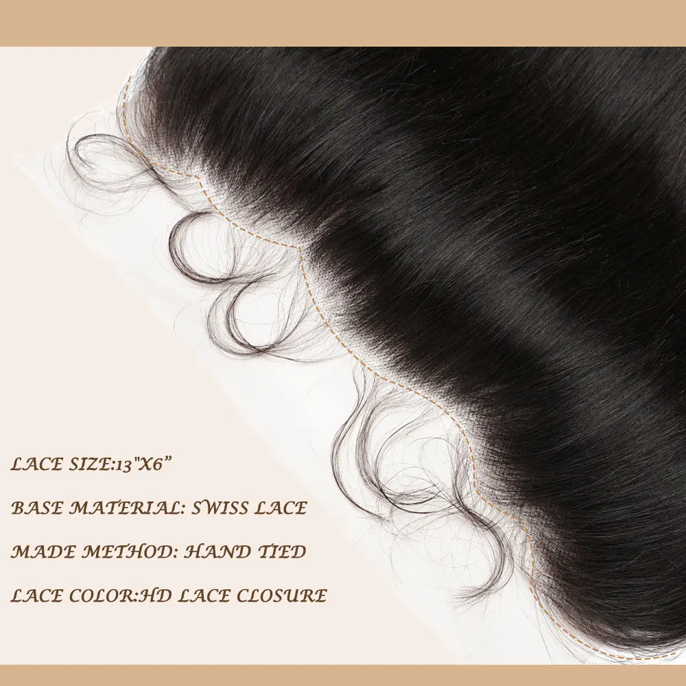 10-18 Inch Straight 13x6 Lace Frontal Brazilian Human Hair Pre plucked Transparent Swiss Lace Front Only Natural Color