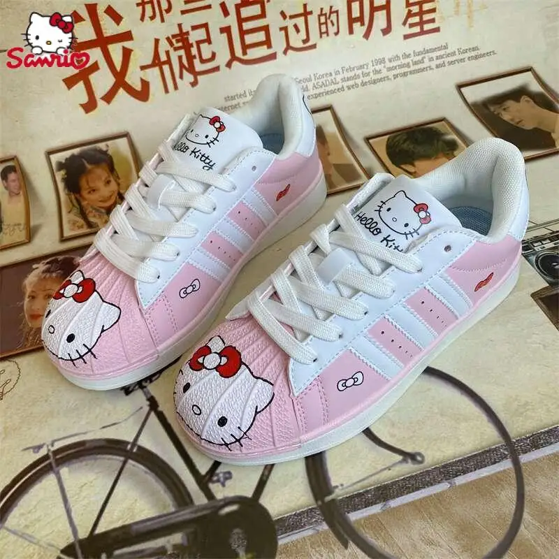 Kawaii Sanrio Anime Cotton Sneakers Cute Hello Kitty Cartoon Fashion Good-Looking Leisure Versatile Skate Shoes Gifts for Girls