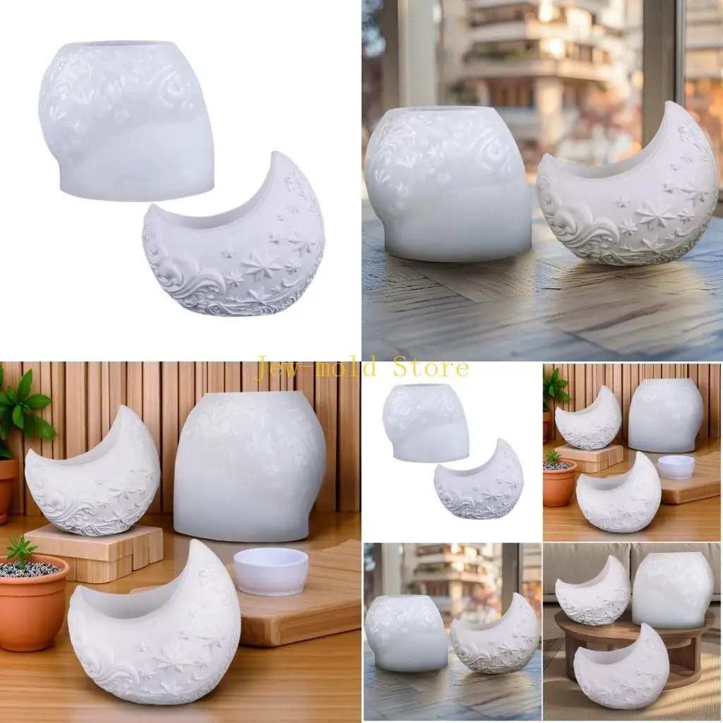 

C71B Силиконовая сеялка луны для ремесел для смол с тисненом цветочным выбросом сочные контейнеры из сочного выброса