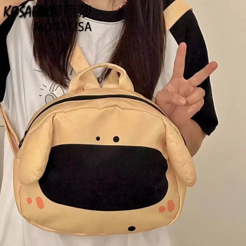 

Fashion Y2k Kawaii Cartoon Dog Backpack Patchwork Contrast Color Cute Schoolbag Casual All Match Backpacks for Women Students