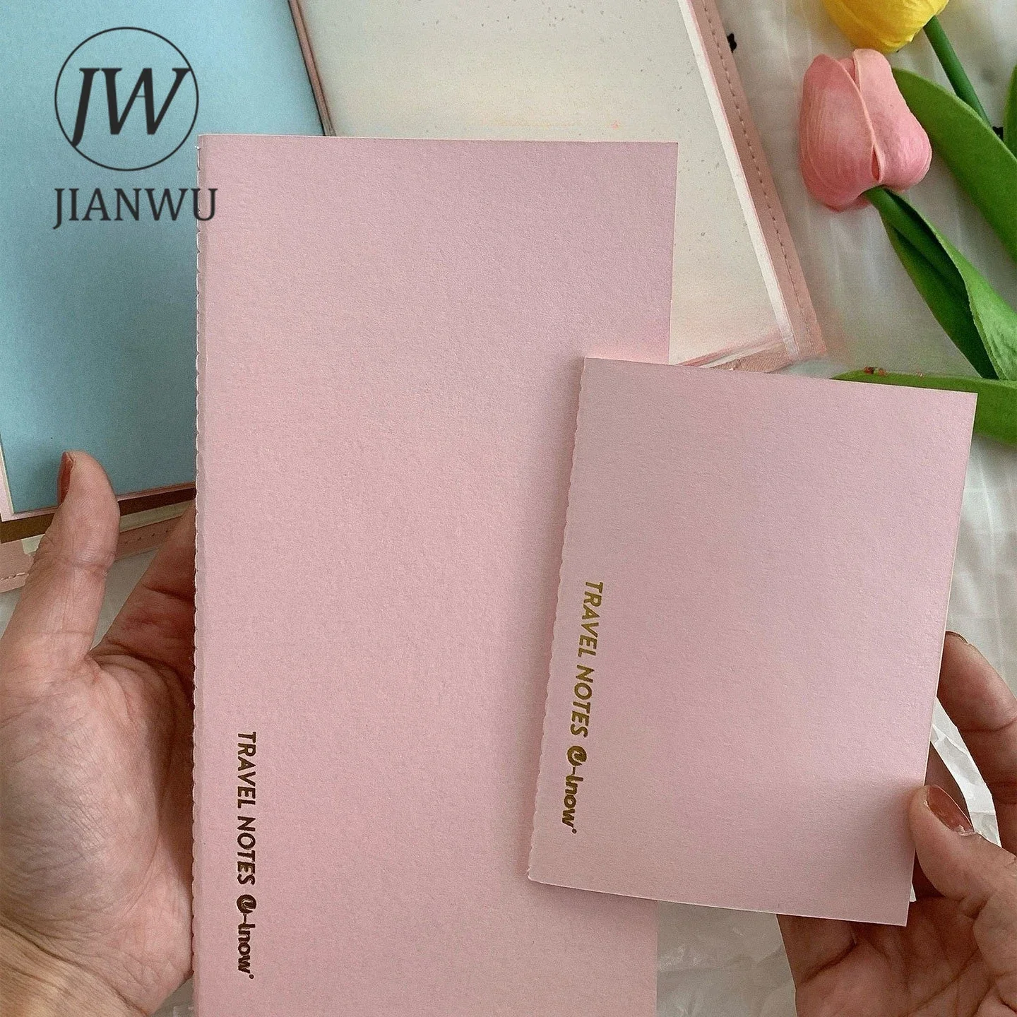 JIANWU Vintage Pink Cover Passport Inner Page Journal Material Notebook Creative DIY  Student Supplies Stationery