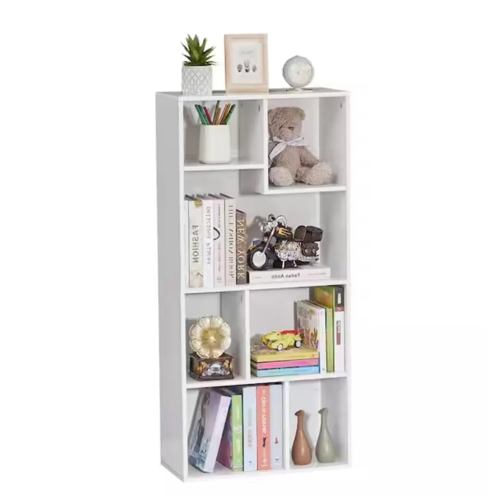 

High Bookcase, 4-Tier Modern Storage Cabinet with Height Difference Shelves for Standard Textbooks