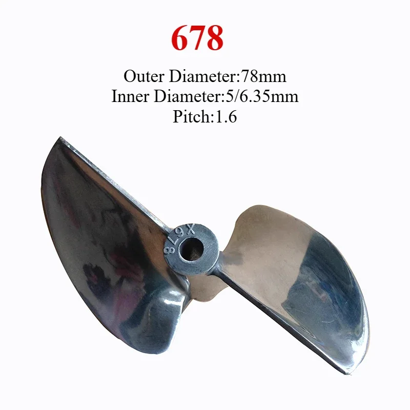 1pcs 478/678 Two-blade Boat Model Aluminum Propeller Inner Diameter 5mm/6.35mm Diameter 78mm Pitch 1.4/1.6