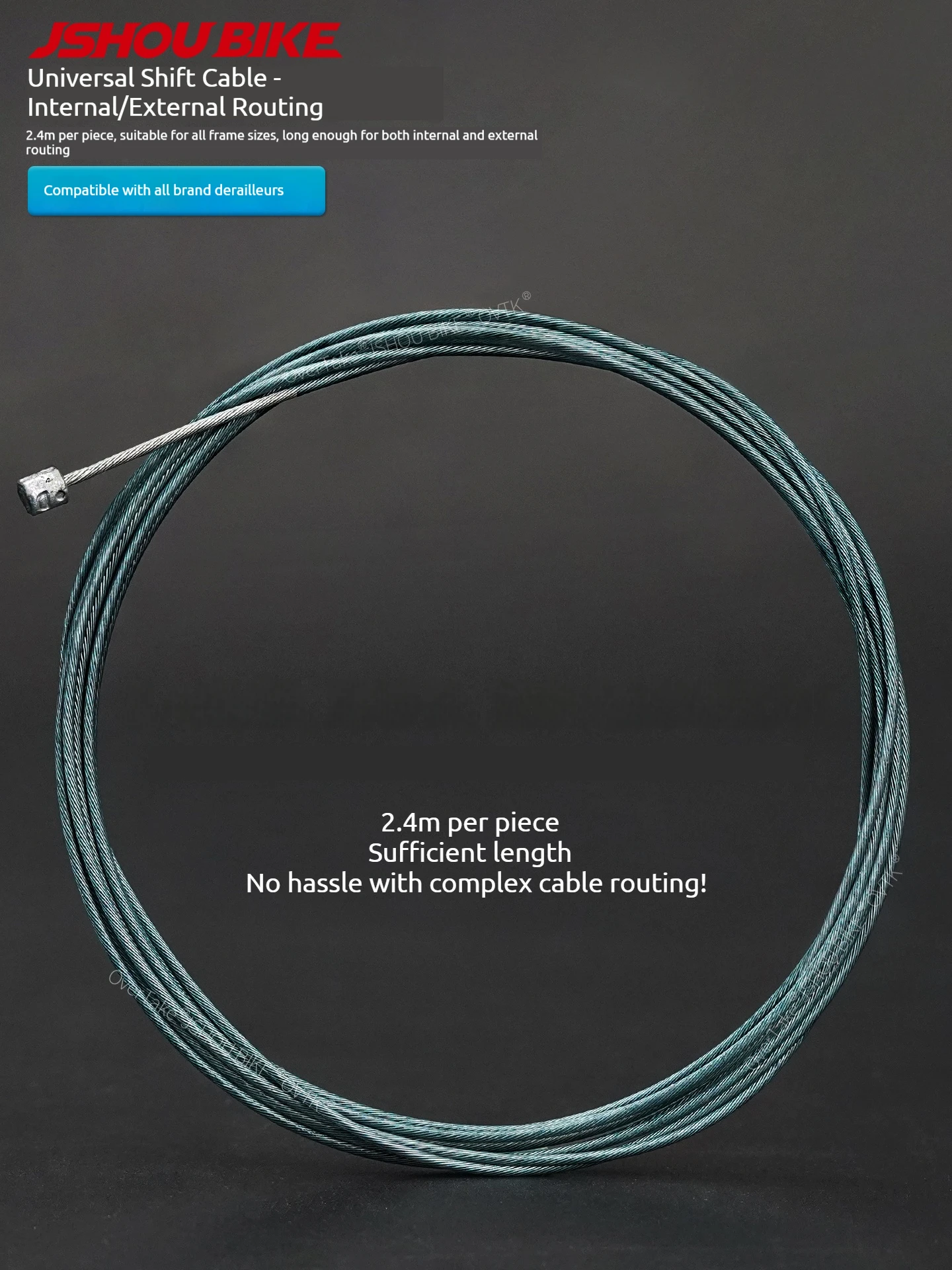 JSHOUBIKE PTFE Coated Shift Cable, Ground Stainless Steel, Smooth Shifting