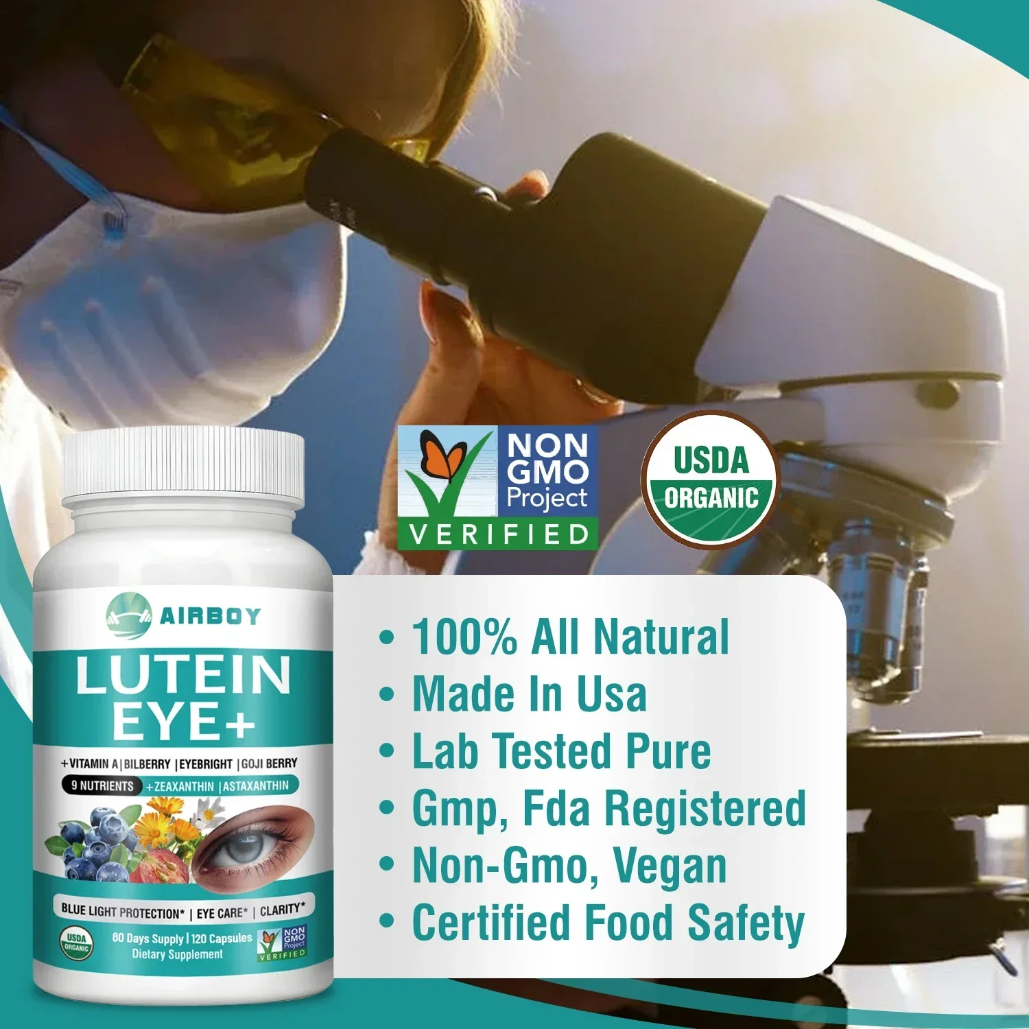 Lutein Eyes Supplement - Improve Eye Edema, and Improve Vision Health, Relieve Eye Fatigue, Astaxanthin, Vitamin A, Bilberry