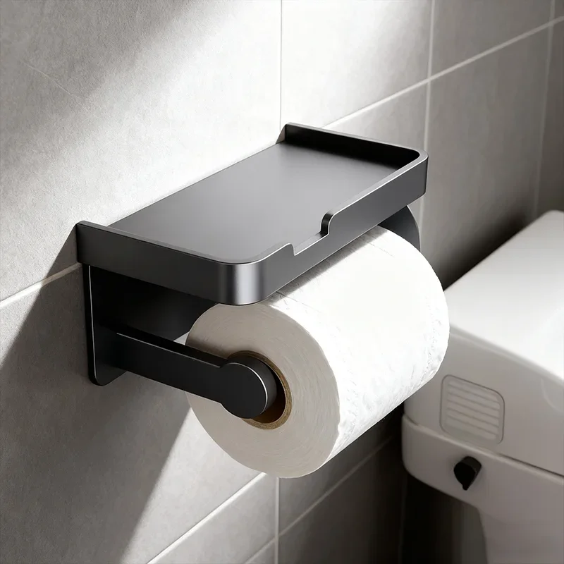 

Holder Storage Phone Stand Tray Bathroom Accessories Toilet Paper Holder Tissue Hanger Wall-Mounted Paper Roll Rack Toilet Paper