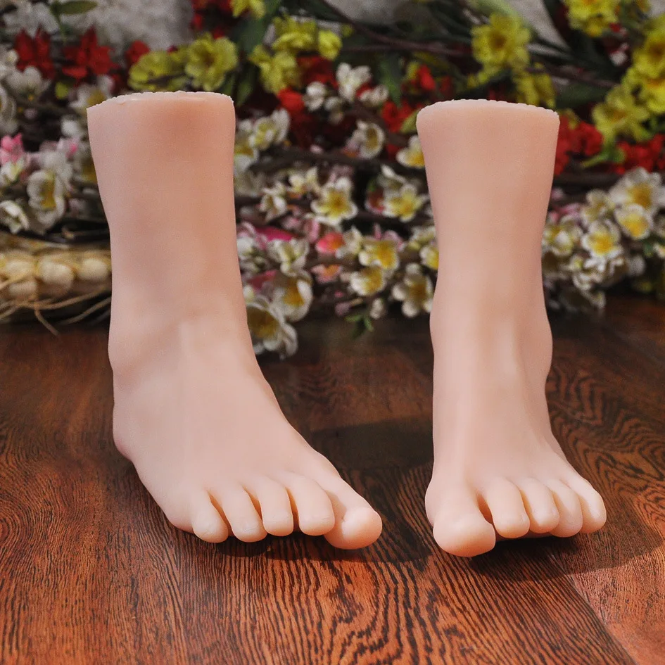 

Large Female Foot Model Manicure Silicone Mannequin Foot Fetish For Painting Shoes Sock Props Display TPE Fake Nail Art 3905