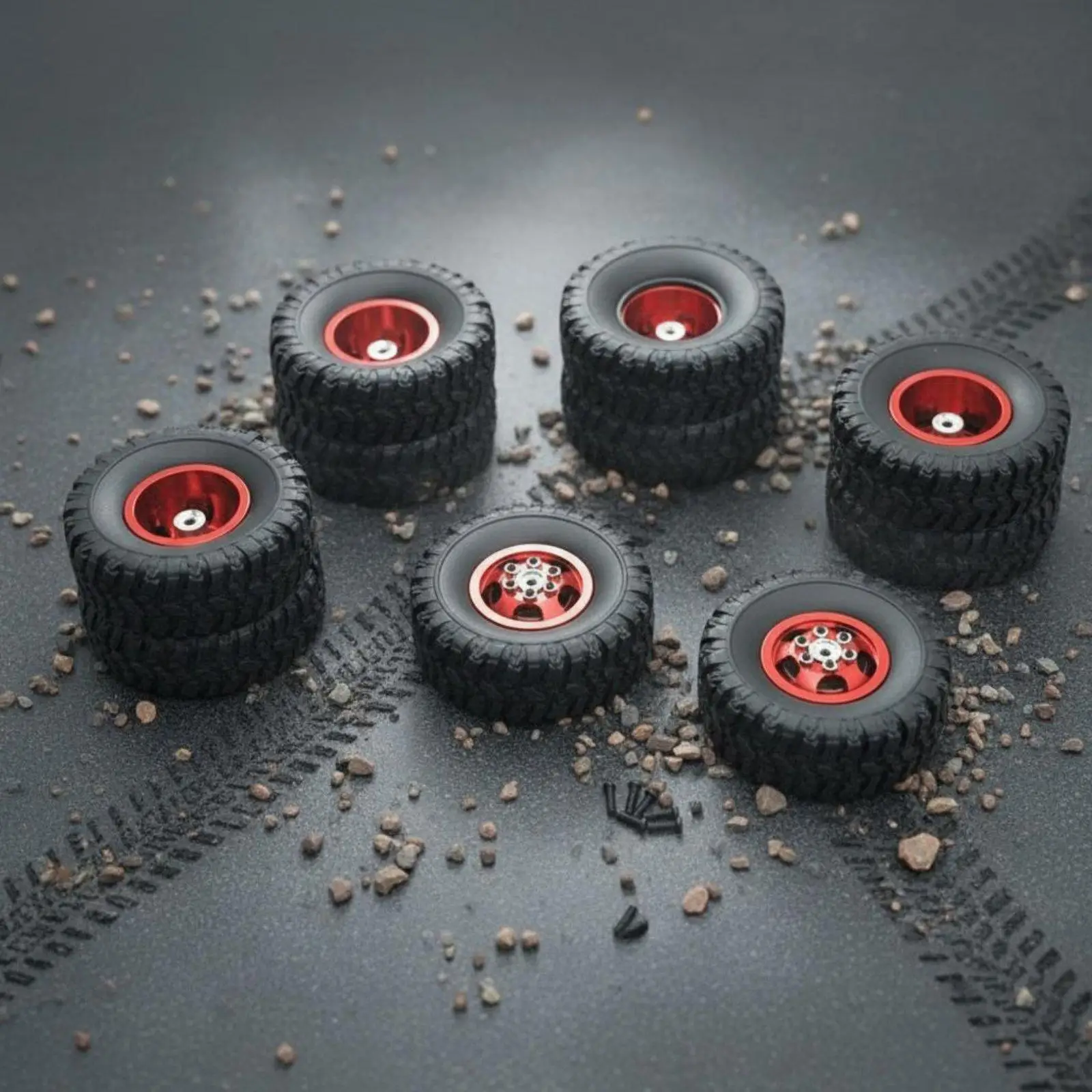 6 Pieces 68mm RC Truck Tires 6x6 RC Truck Wheel Set Multi-Terrain