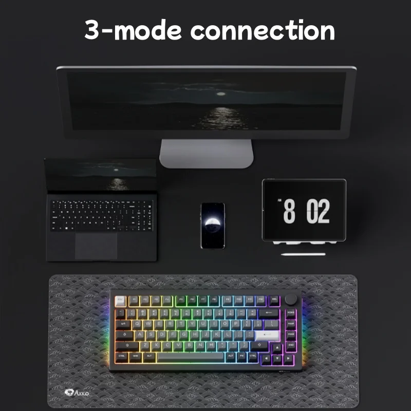 Akko 5075b Plus 3-Mode Mechanical Keyboard Pbt Key Cap Hot Swappable Rgb Ergonomic Gaming Keyboard Laptop