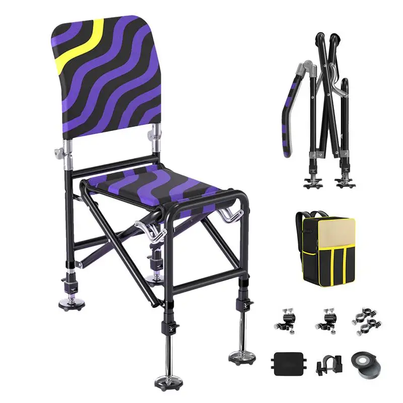 

Portable Fishing Chair Camping Chair With Adjustable Height Stable Ergonomic Travel Seating Accessories For Backpacking Picnic