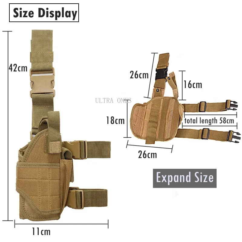 Universal Drop Leg Gun Holster Right Handed Tactical Thigh Pistol Case for All 1911 Handguns Hunting Holsters