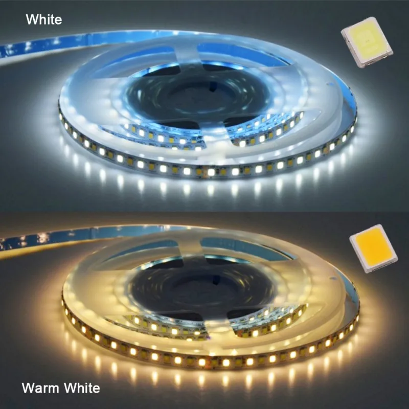 DC12V/24V مصلحة الارصاد الجوية 2835 CCT المزدوج الأبيض عكس الضوء LED قطاع ضوء WW CW درجة حرارة اللون قابل للتعديل مرنة LED الشريط الشريط 5 متر