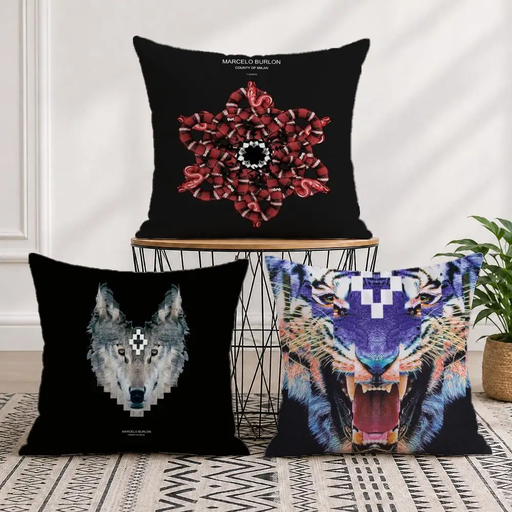 Brand M-Marcelo Burlon Cushion Cover Washable Soft Thick Cushion Cover Decorative Pillowcase for Sofa Living Room Home