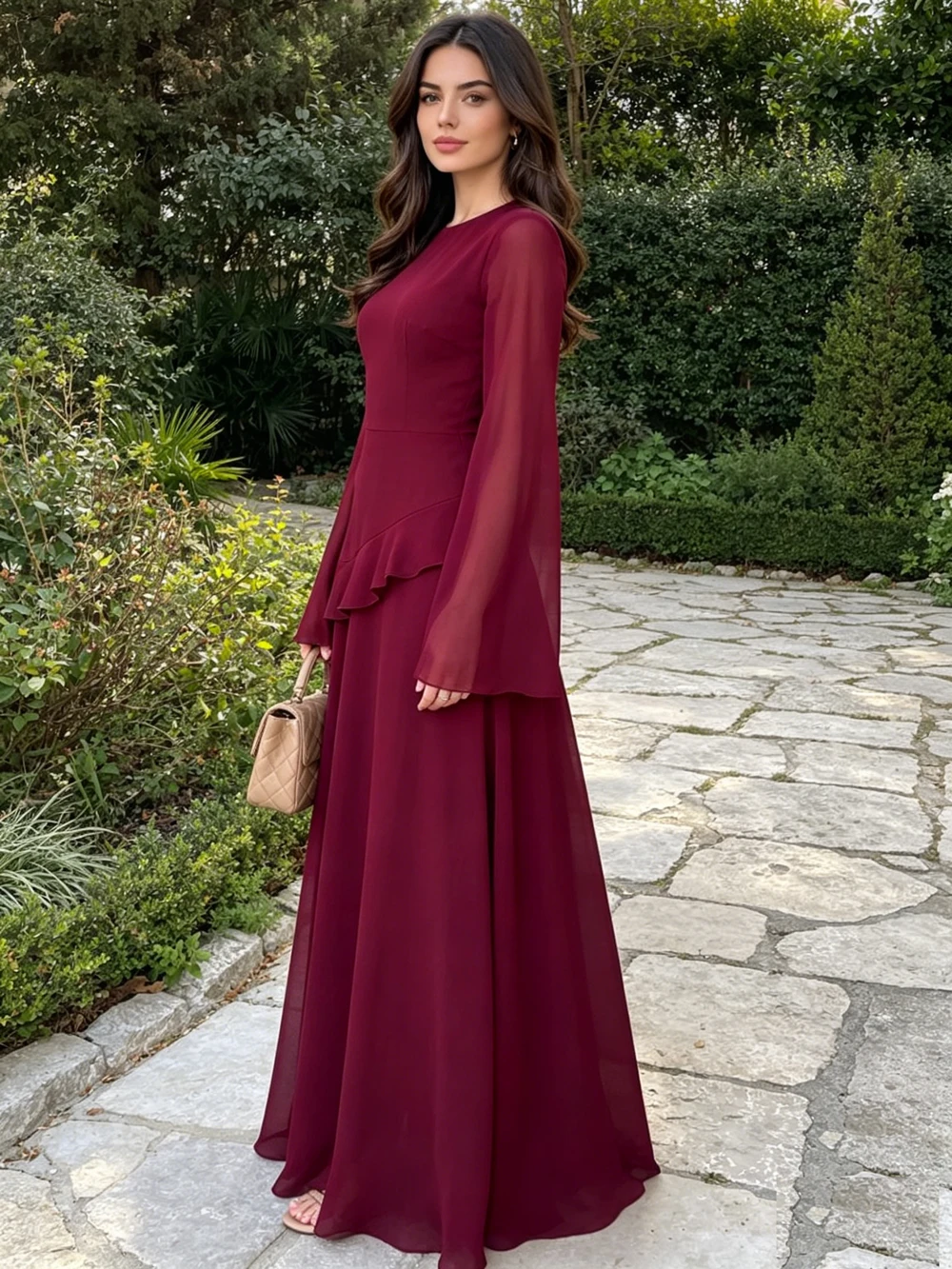 

2026 Ramadan Ruffles Jalabiya Modest Muslim Dress Women Dubai Abaya Turkey Kaftan Lounge Gown Islamic Femme Musulmane Vestidos