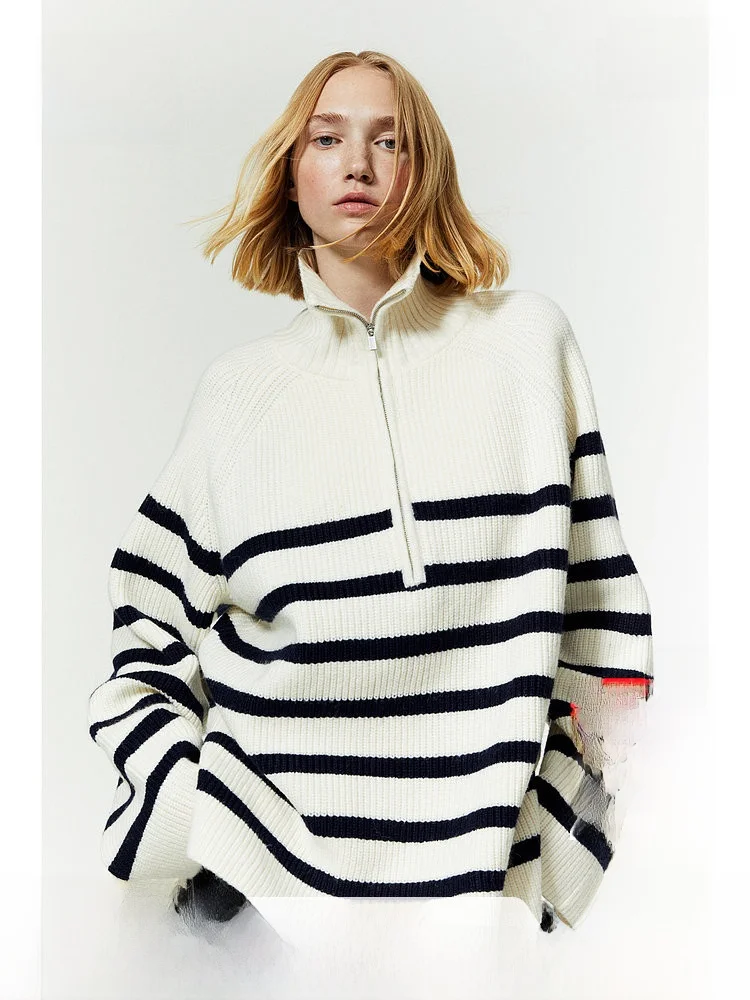 

Женский вязаный свитер H&M, зимний, мягкий, на молнии, в рубчик, 93940, с длинными рукавами, стандартной длины, полиэстер, акрил, нейлон, шерсть...