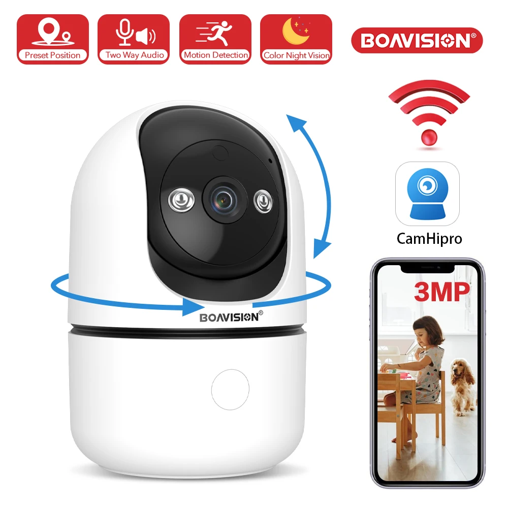 2K 3MP Wifi Camera PTZ AI Humanoid Auto Tracking Two Way Audio Color Night Vision Smart Home Video Security Camera