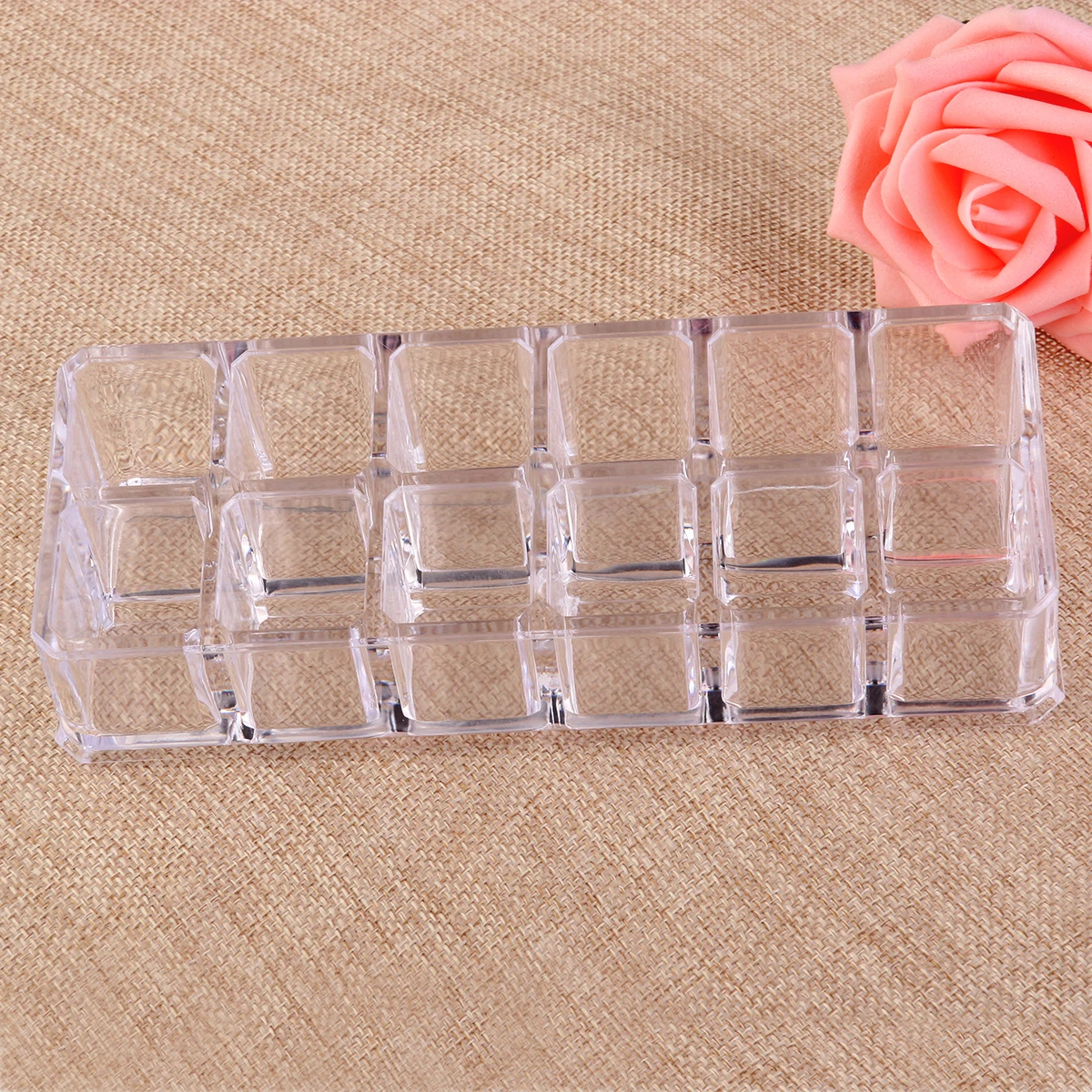

12-Slot Clear Acrylic Makeup Organizer Display Stand Storage Rack Holder for Lipstick Mascara Brushes Home Professional