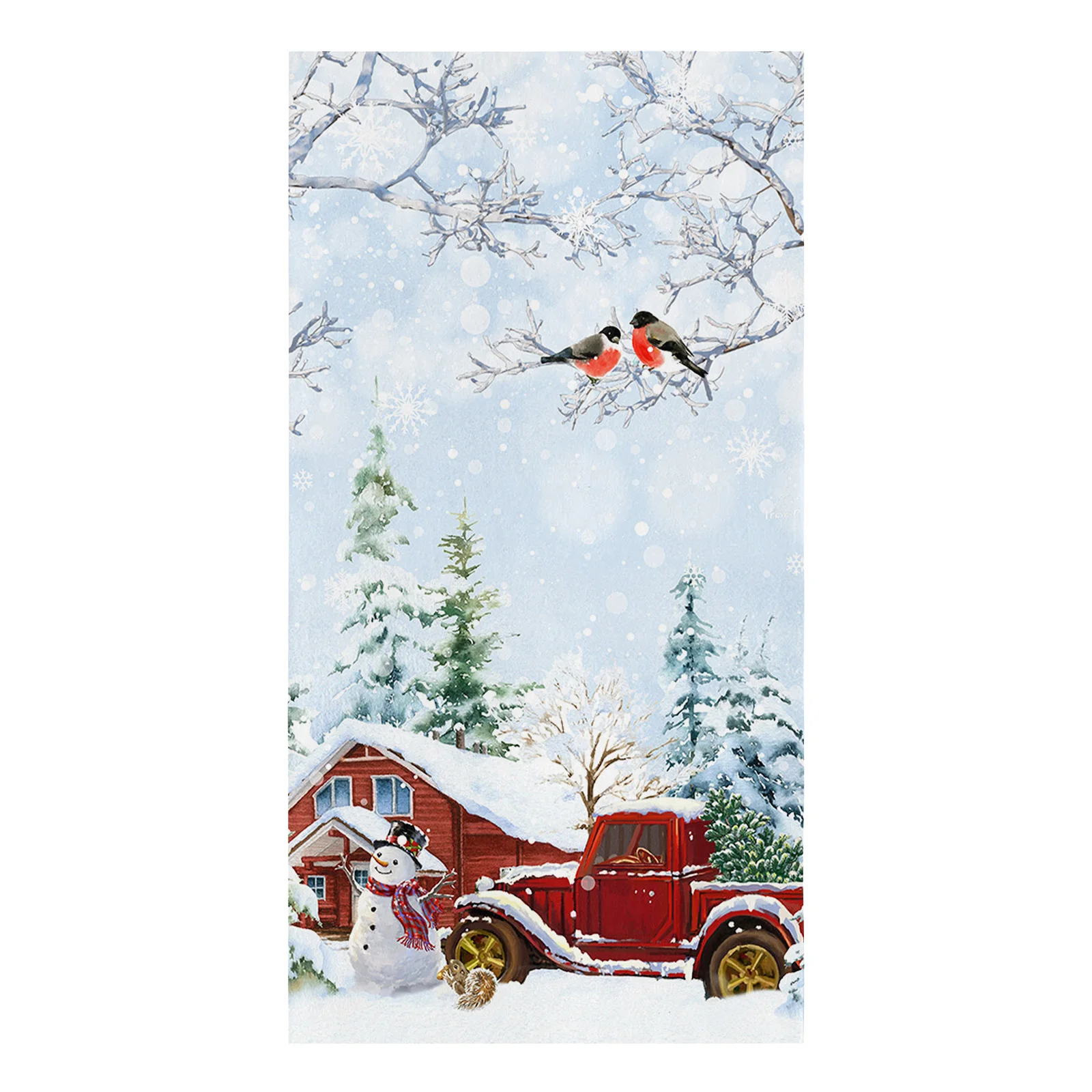 Christmas Winter Snowflake Snowman Truck Blue Soft Microfiber Kitchen Towel Absorbent Dish Cloth Towels Kichen Cleaning Supplies