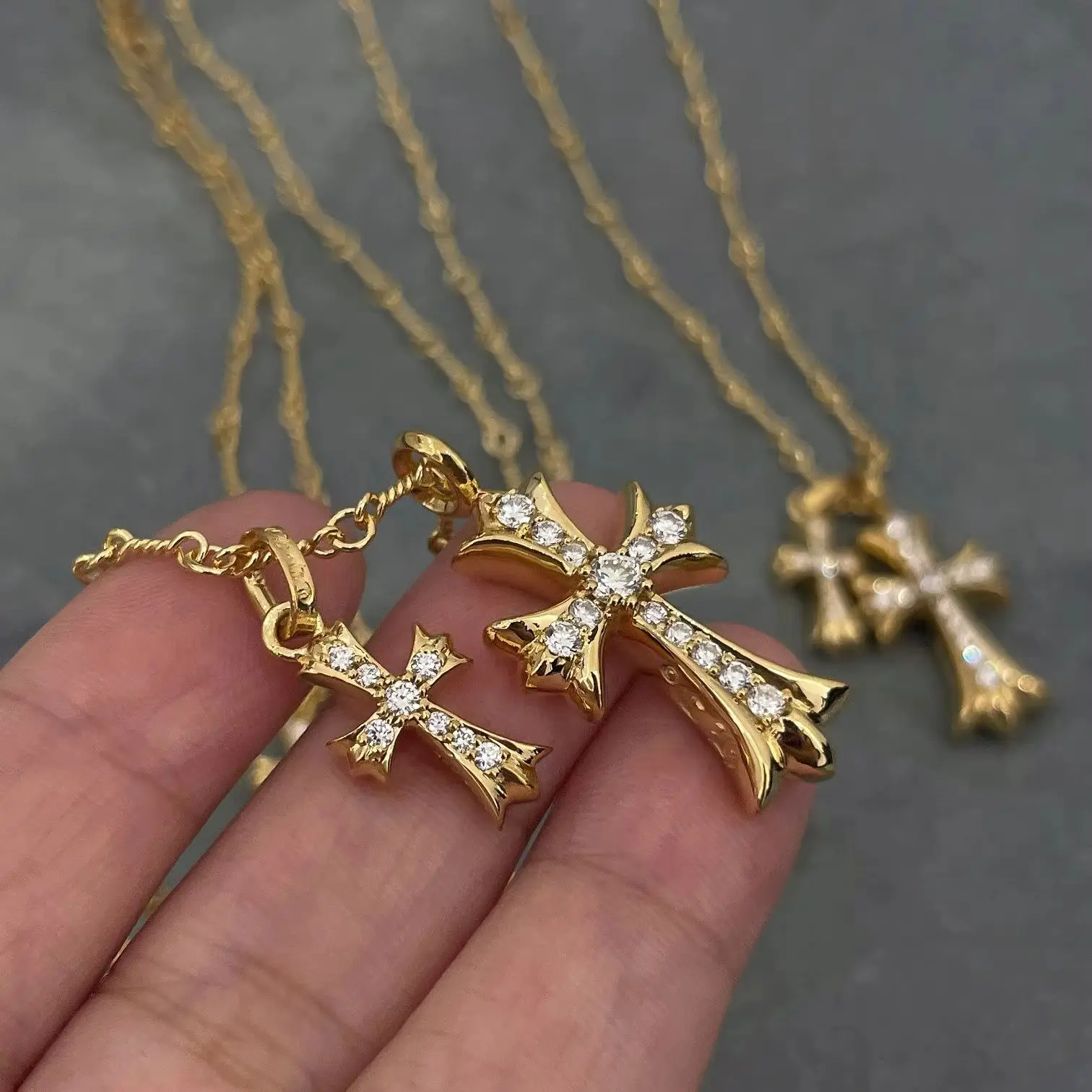 French Luxury Classic High Quality S 925 Silver 5A Grade Zircon Double Cross  Necklace Gifts  Men Festival Party  Festival Gift