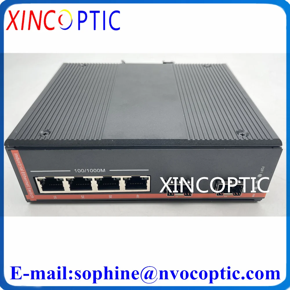 2 RJ45 and 4 SFP FX,Gigabit Industrial Ethernet Switch Without Module 4 10/100/1000M UTP  +2 Converter