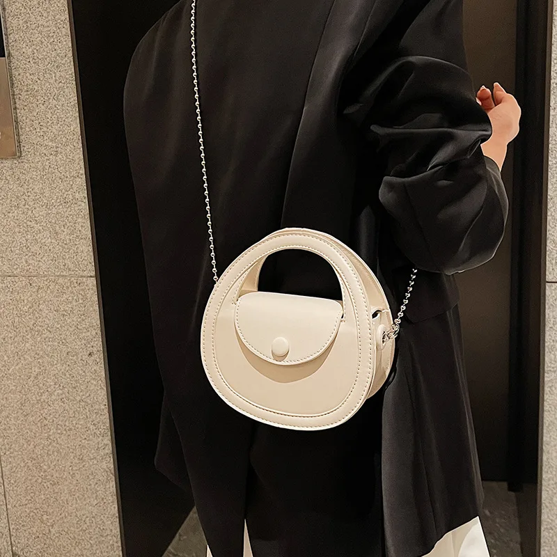 Handbag Saddle Bag for Women PU Leather Texture Candy Color 2023 New Korean Style Chain Trendy Design Crossbody Bag All-match