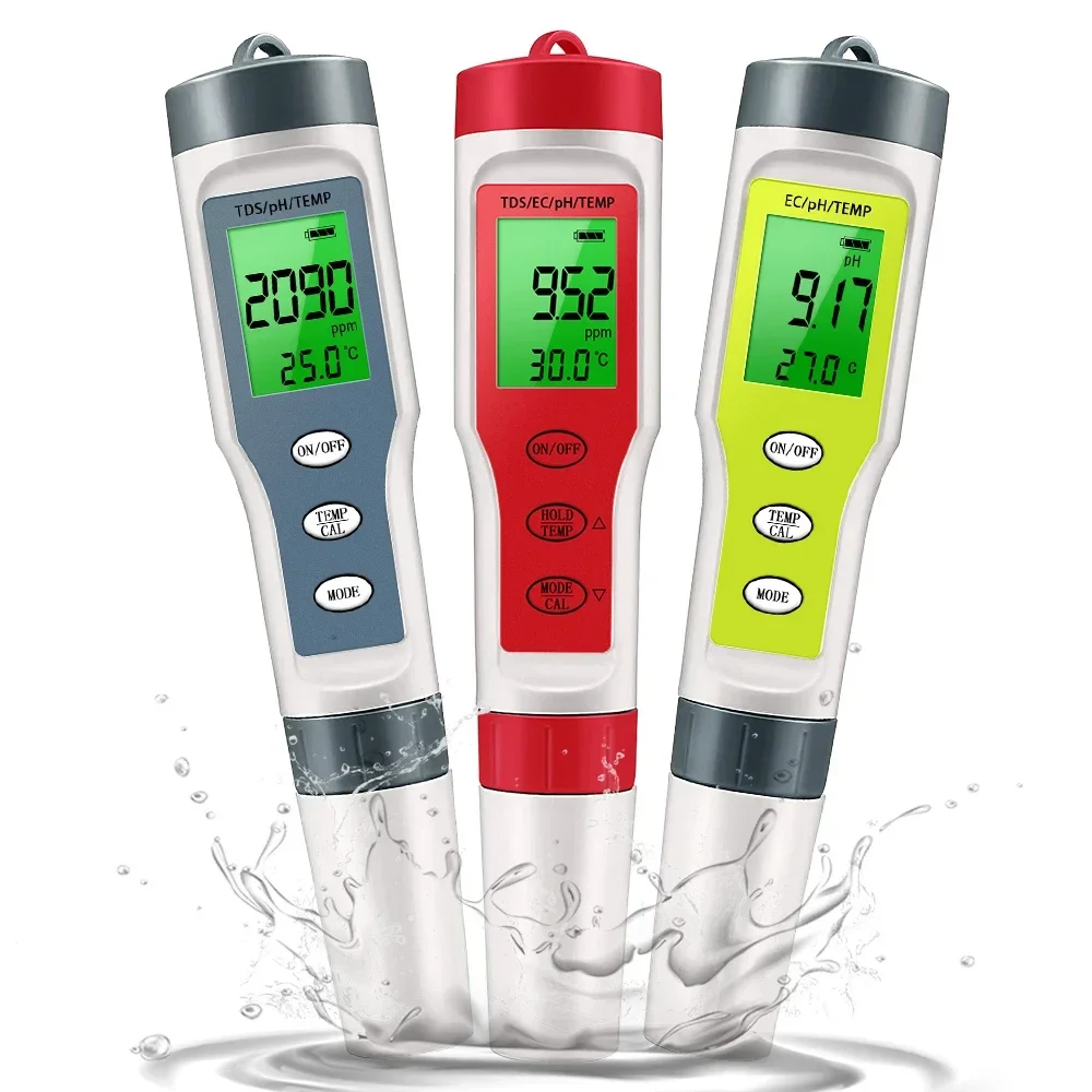 

PH Meter PH/TDS/EC/Temp Meter Digital Water Quality Monitor Tester with Backlight for Pools Drinking Water Aquariums Waterproof