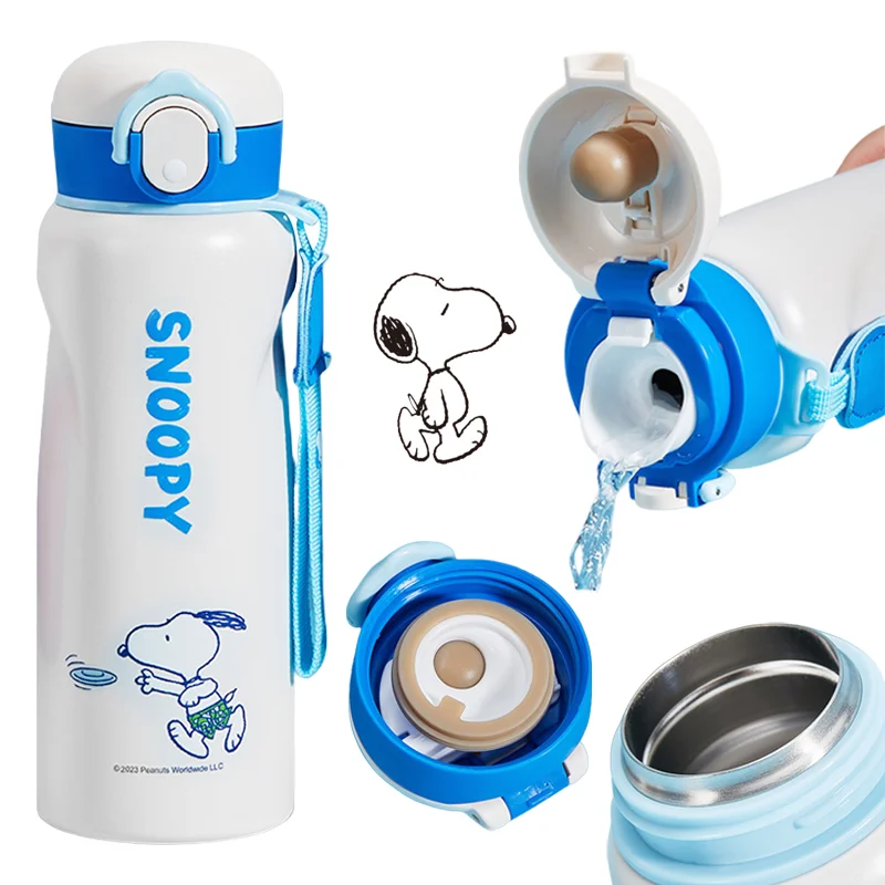 

480 мл термочашка Snoopy, мультяшная бутылка для воды из нержавеющей стали, модные портативные уличные вакуумные изолированные чашки, кофейная кружка, подарки