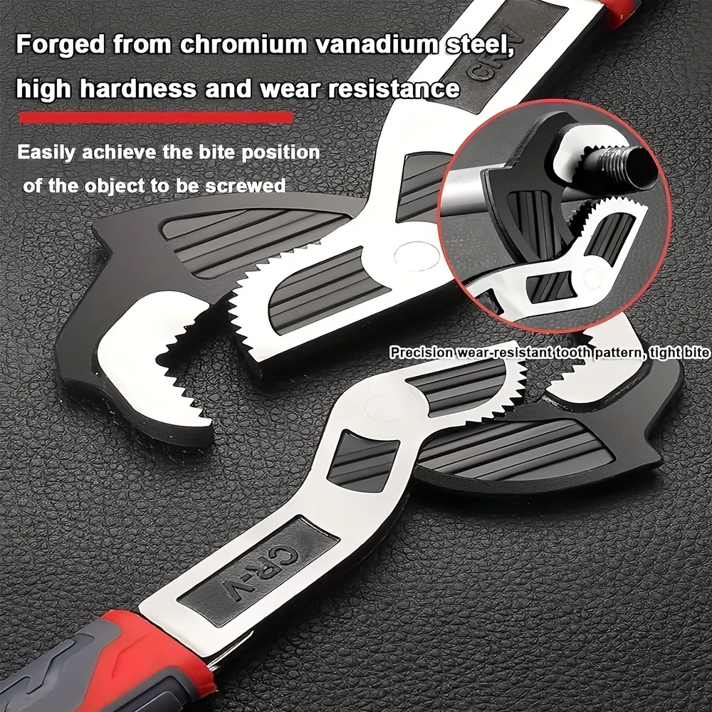 Multi-function Adjustable Wrench Random Red and Silvery Color 6”/8”/10”/12”Pipe Wrench Jaw Open for Car Bicycle Plumbing Repairs