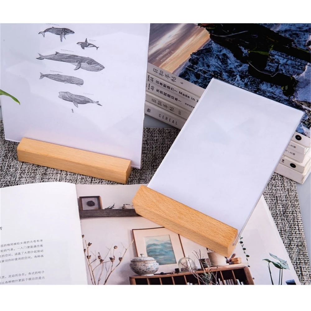 Logs Photo Frame Acrylic Table Sign Holder Frame Desktop Display Table Menu Holder Liquor Price Menu Stand Wood Poster Frames