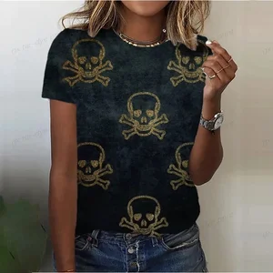 Women's shirt printed in 3D skull, Mexican style, top, short sleeve, breathable, chic, street, casual, 2024 6 Main Sales Mexican Skull - №2