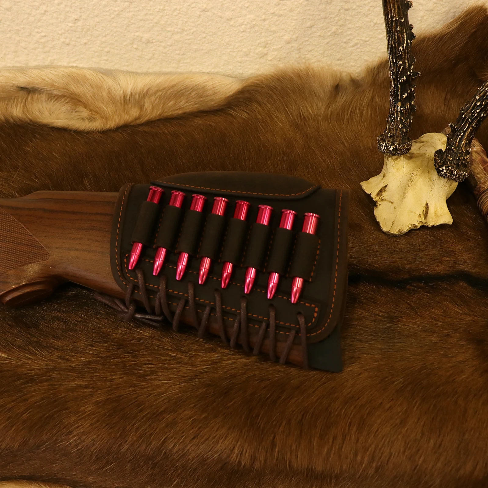 Tourbon taktisches Gewehr Gesäß Wangen auflage Riser Echt leder Schusswaffen Munition patronen Halter Träger Jagd zubehör – Detail 27