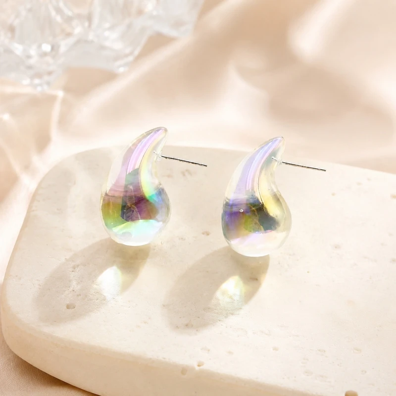Fashionable Women's Earring Accessories Unique Plastic Resin Baked Paint Drop Earrings Luxury Sensation Lightweight Waterdrop Je