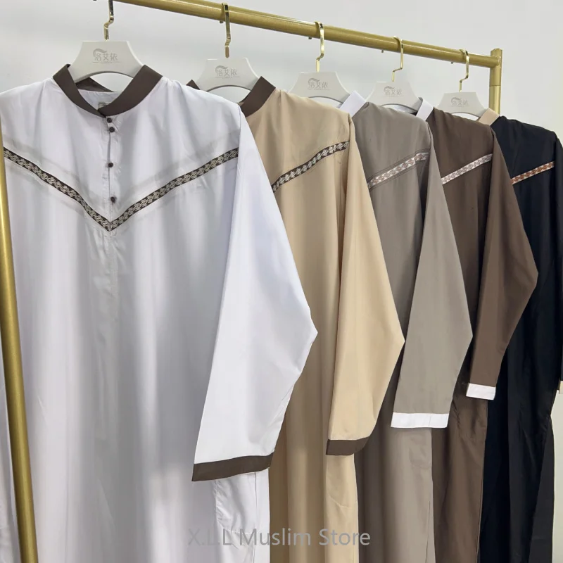 Moroccan Caftan Man Muslim Clothes Arab Clothing Men Omani Thobe Islamic Men's Nightgown Eid Ramadan Leisure Islamic Turkey Robe