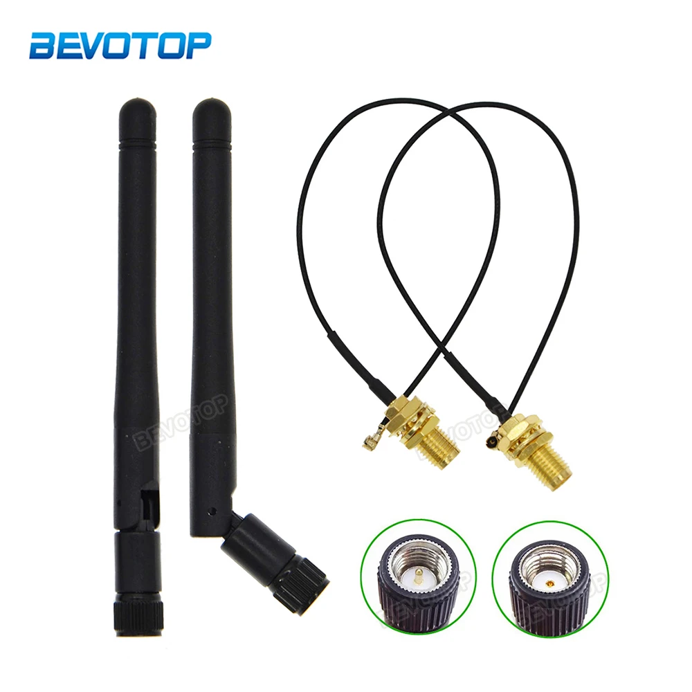 2 Sets/Lot 2.4GHz 3dBi WiFi Antenna Aerial SMA RP-SMA Male Connector Wifi Antenna For Wireless Router Antennas +15cm IPEX Cable