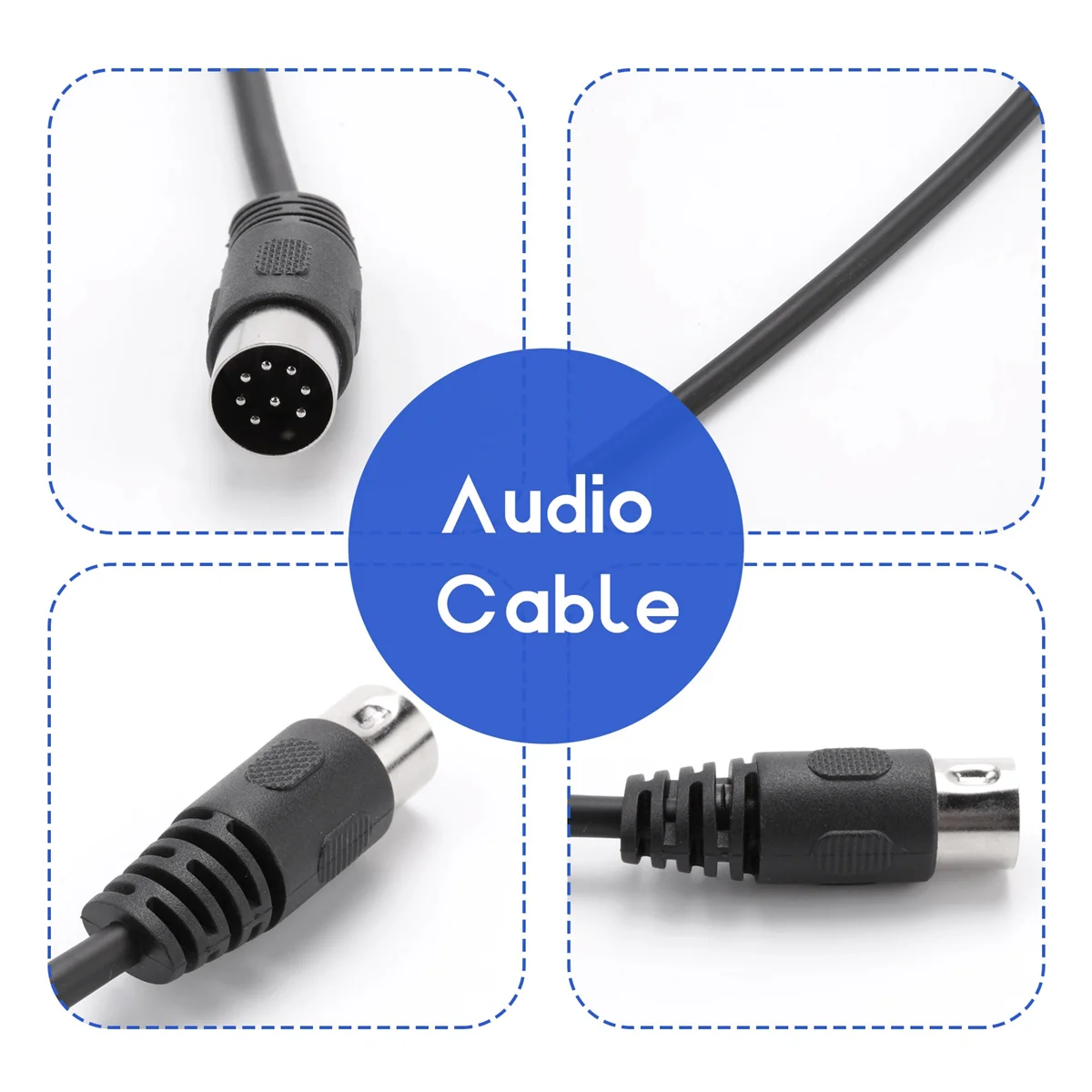 ABWH_8 Pin Din Male to Male Audio Cable Adapter for Surveillance 5M
