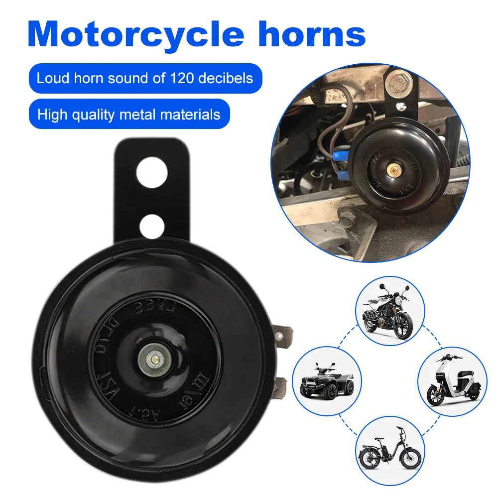 

Motorcycle Electric Horn Kit Waterproof Round Speaker 12V 48V 60V 105db Loud Horn For Motorcycle Scooter Moped Dirt Bike ATV