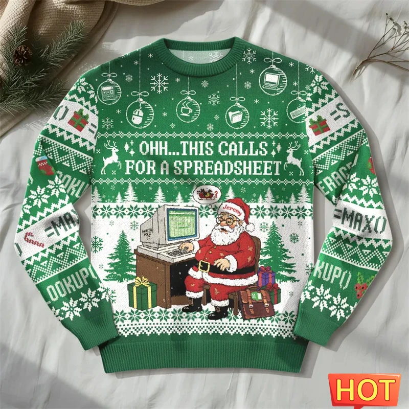 

2026 New Ugly Christmas Sweater For Men Women 3D Print Excel Graphic Christmas Xmas Gift Data Analyst Xmas Sweaters Sweatshirts