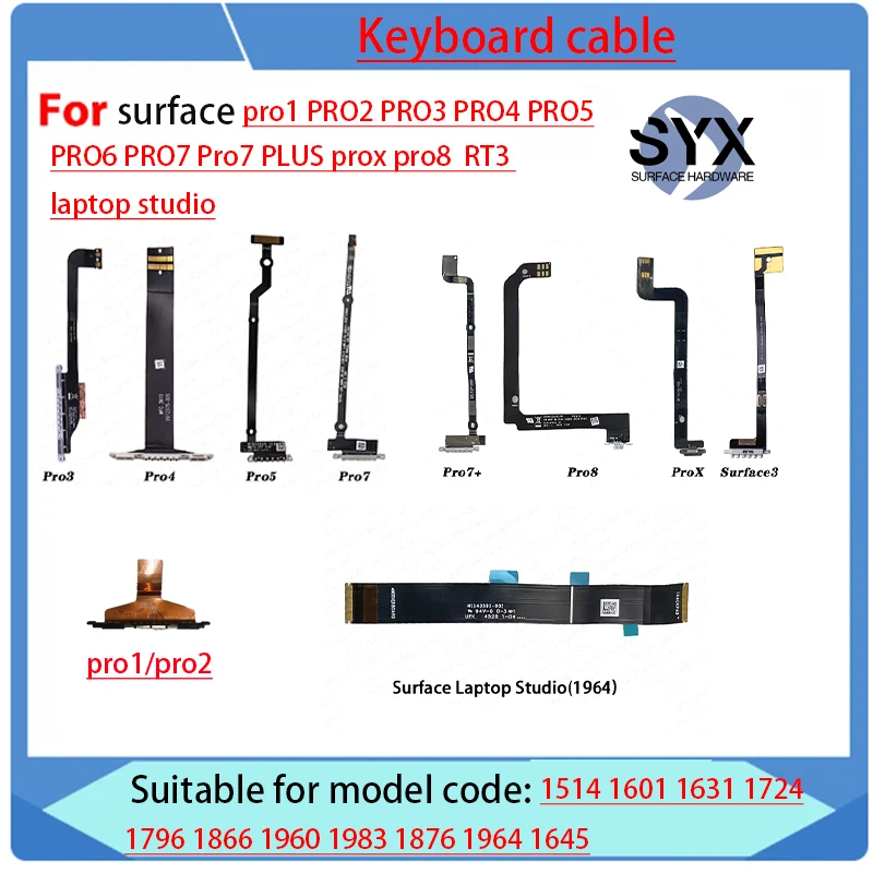 Keyboard cable for Microsoft Surface Pro 1 2 3 4 5 6 7 7plus 8  RT3  laptop studio  1601 1631 1724 1796 1866 1983 1876 1960 1964