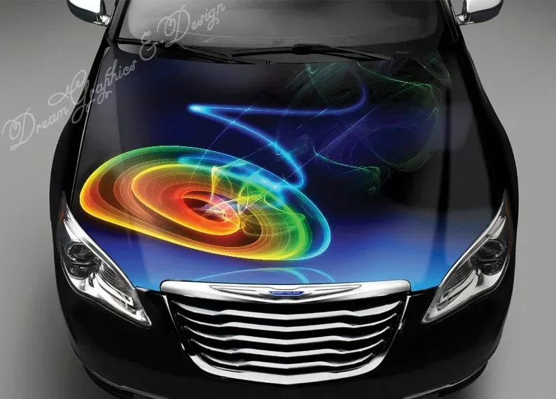 Car Hood Decal, Vinyl, Sticker, Graphic, Wrap Decal, Truck Decal, Truck Graphic, Bonnet Decals, Skull, Abstract Flame