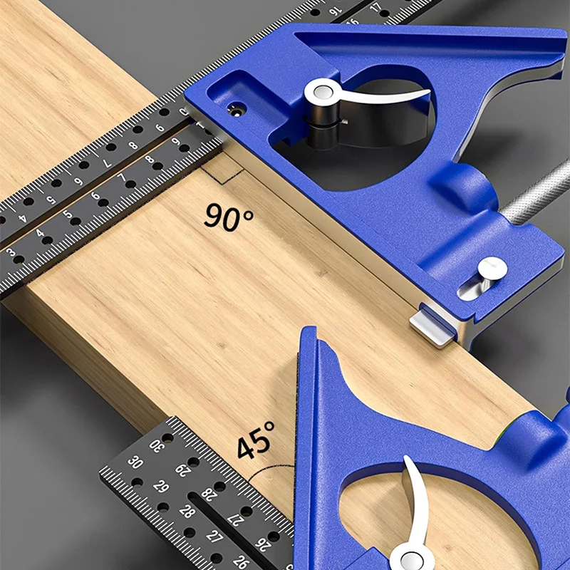 30CM Precision Marking Right Angle Ruler 45/90 Degree Hole Angle Ruler Industrial Scribe Marking Gauge Draw a circle Woodworking view 3