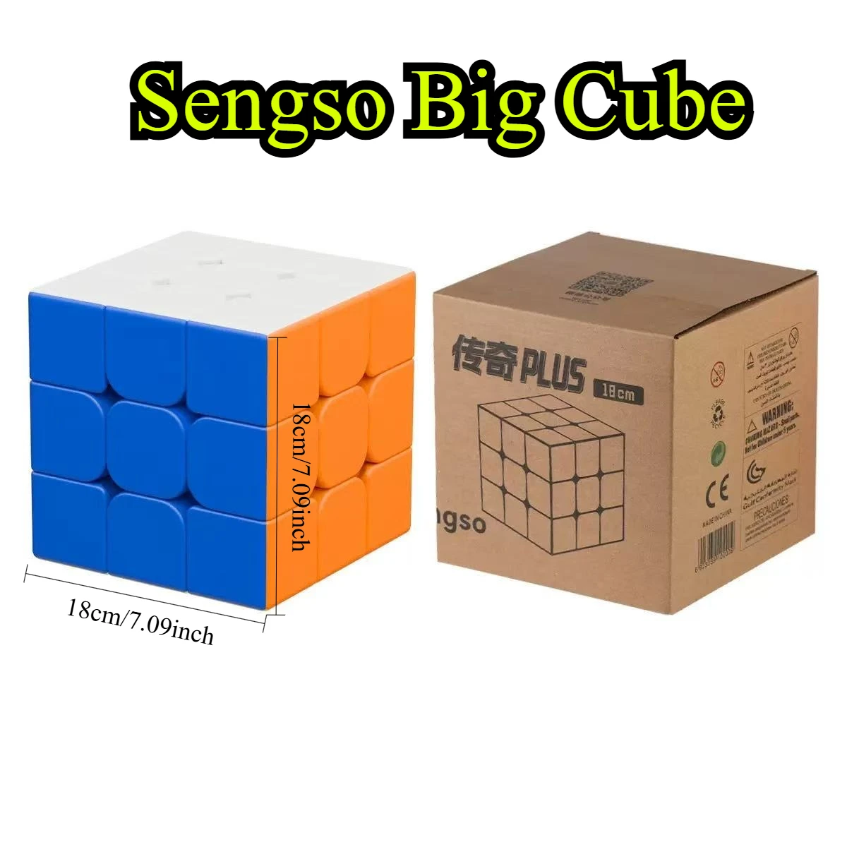 Vdealen – Grand Cube Magique 18 Cm – Speed Cube 3x3x3 – ABS Recyclable – Rotation Fluide – Casse-tête