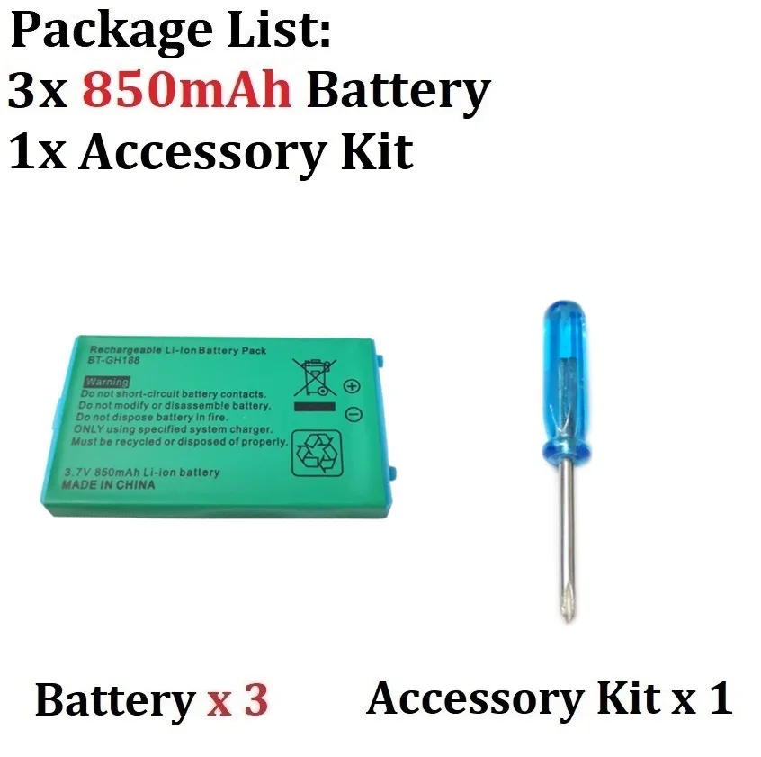 3,7V Wiederaufladbare 850mAh Lithium-Batterie für Nintendo GBASP GameBoy Advance GBA SP