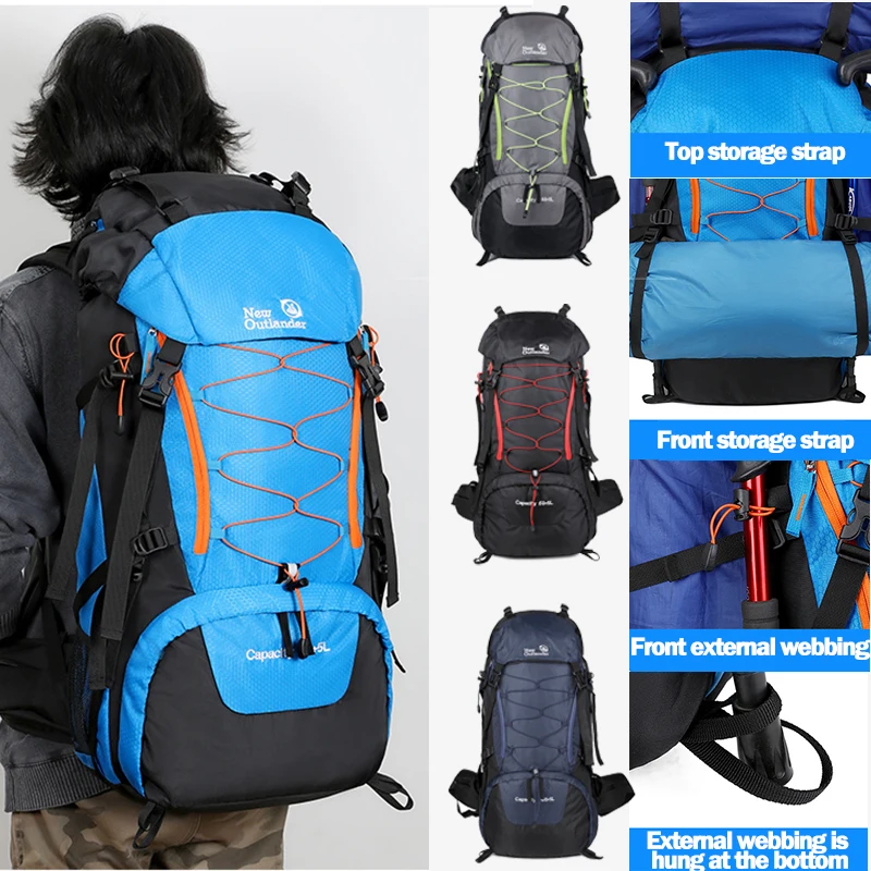 

65L Travel Bag Camping Backpack Hiking Mountaineering Sport Bag Outdoor Shoulder Rucksack Men Women Рюкзак Мужской