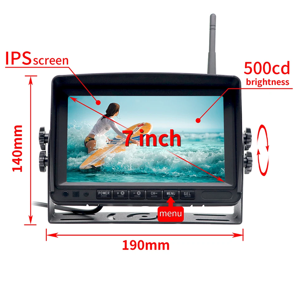 Solar-powered Wireless Rv Backup Camera Easy Installation Night Vision Waterproof Function