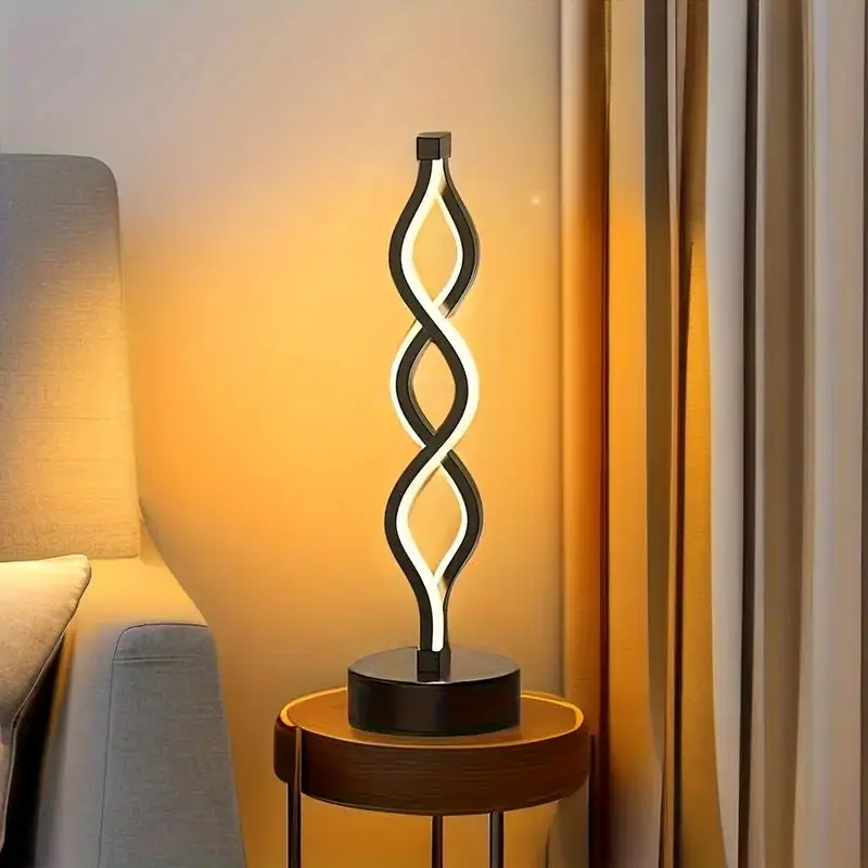 Elegante Spiral-Algen-Schreibtischlampe, moderner nordischer Stil, USB-betrieben, einstellbare Helligkeit, geeignet für Schlafzimmer und Wohnzimmer