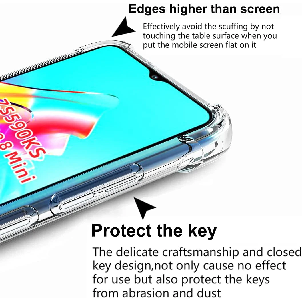 For ASUS Zenfone 8 Case Zenfone ZS590KS Case Clear Transparent Reinforced Corners TPU Shock-Absorption Flexible Phone Cover