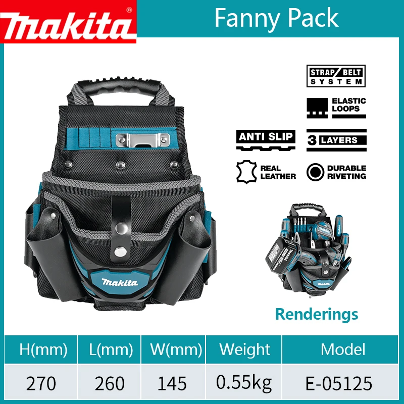 Makita Storage Pocket Fixing Pouch Electrician Hand Drill Tools Kit High-Altitude Sling Fixed Bracket Multi-functional Belt Bag