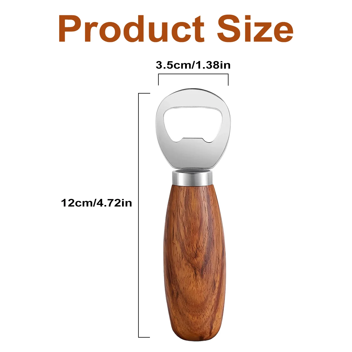 Leeseph Stainless Steel Beer Bottle Opener with Wood Handle, Pop Soda Bottle Openers Cider Bottle Opener, for Home Party Bar