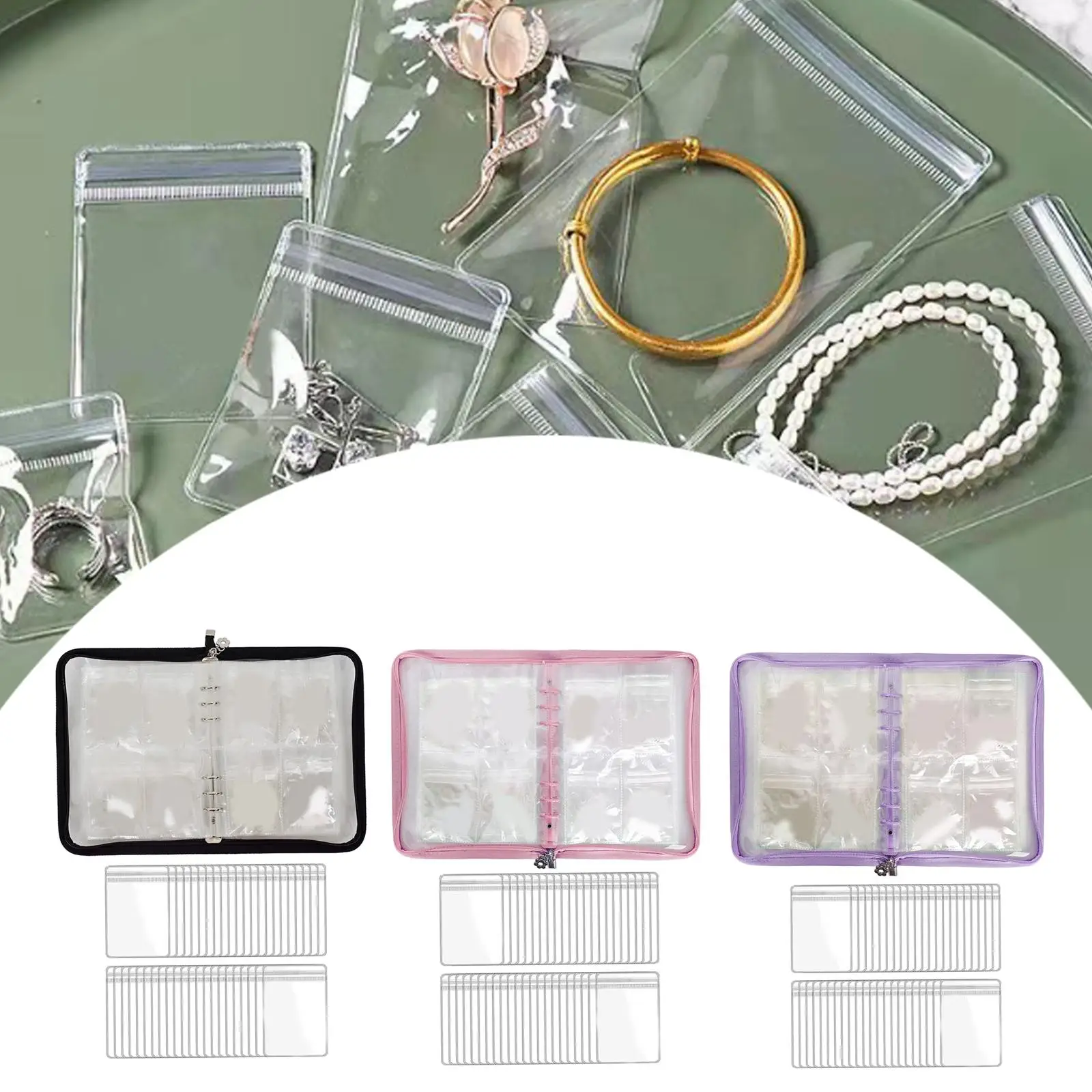 

Книга-органайзер для ювелирных изделий с держателем для сережек и прозрачным мешочком для путешествий